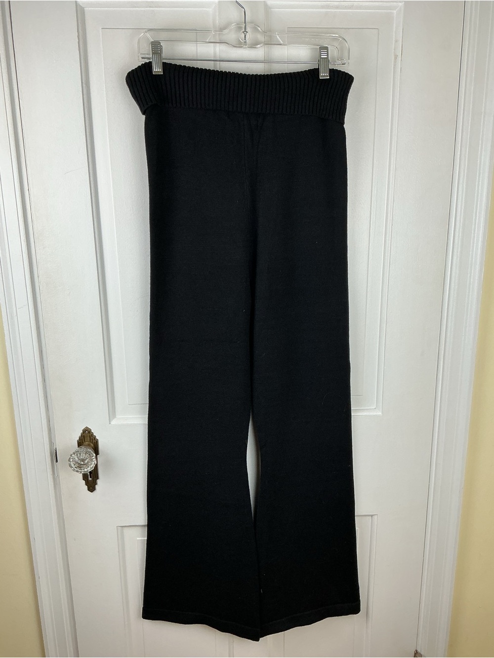 Urban Outfitters Black Flare Lounge Pants Fold Over Knit Size L
